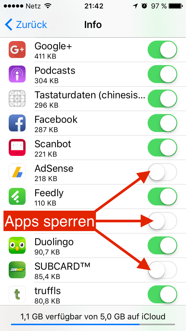 iCloud Speicherplatz